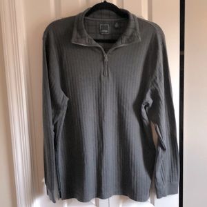 Arrow Knit Pullover Shirt Mens Size M Dark Gray Quarter Zip Long Sleeve